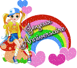 Gif animé joyeux anniversaire arc en ciel